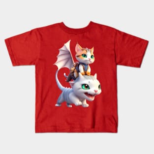 Calico Dragon Cat & Friend - The Dragon Cat Collection Kids T-Shirt